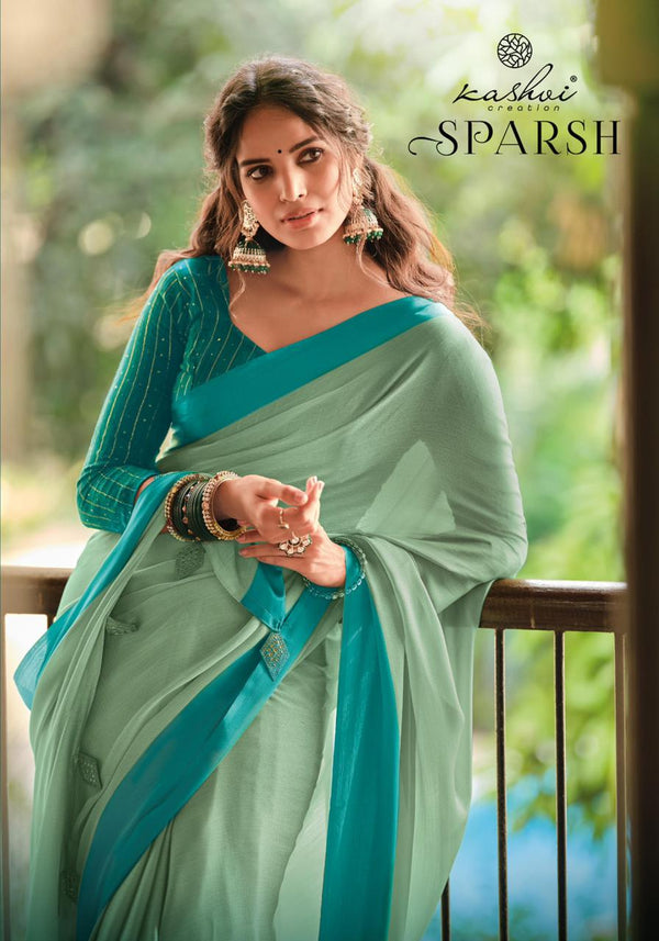 CRYSTAL MOSS WITH FANCY SEQUENCE SAREES